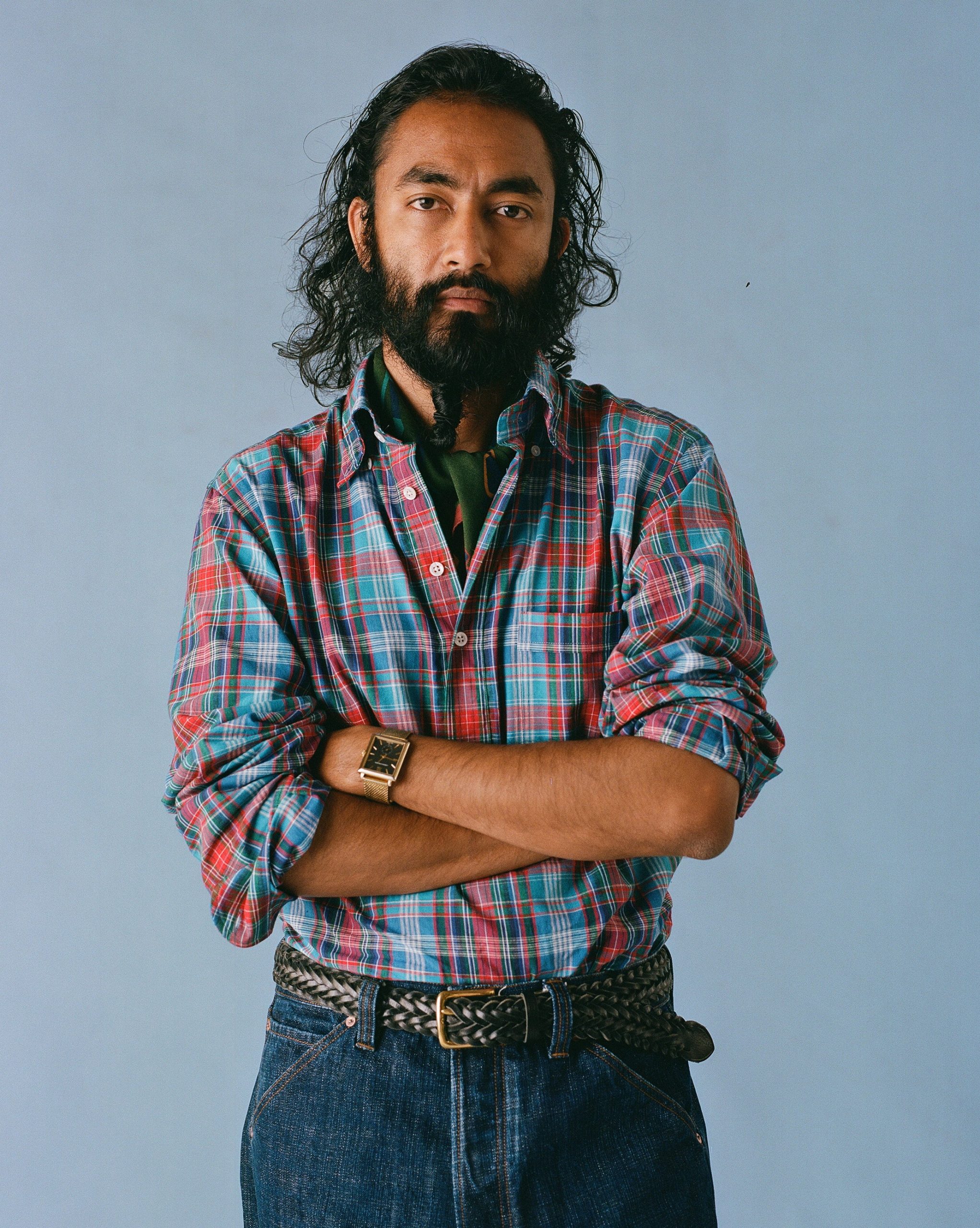 Green Navajo Print Wool-Silk Bandana - Image 6