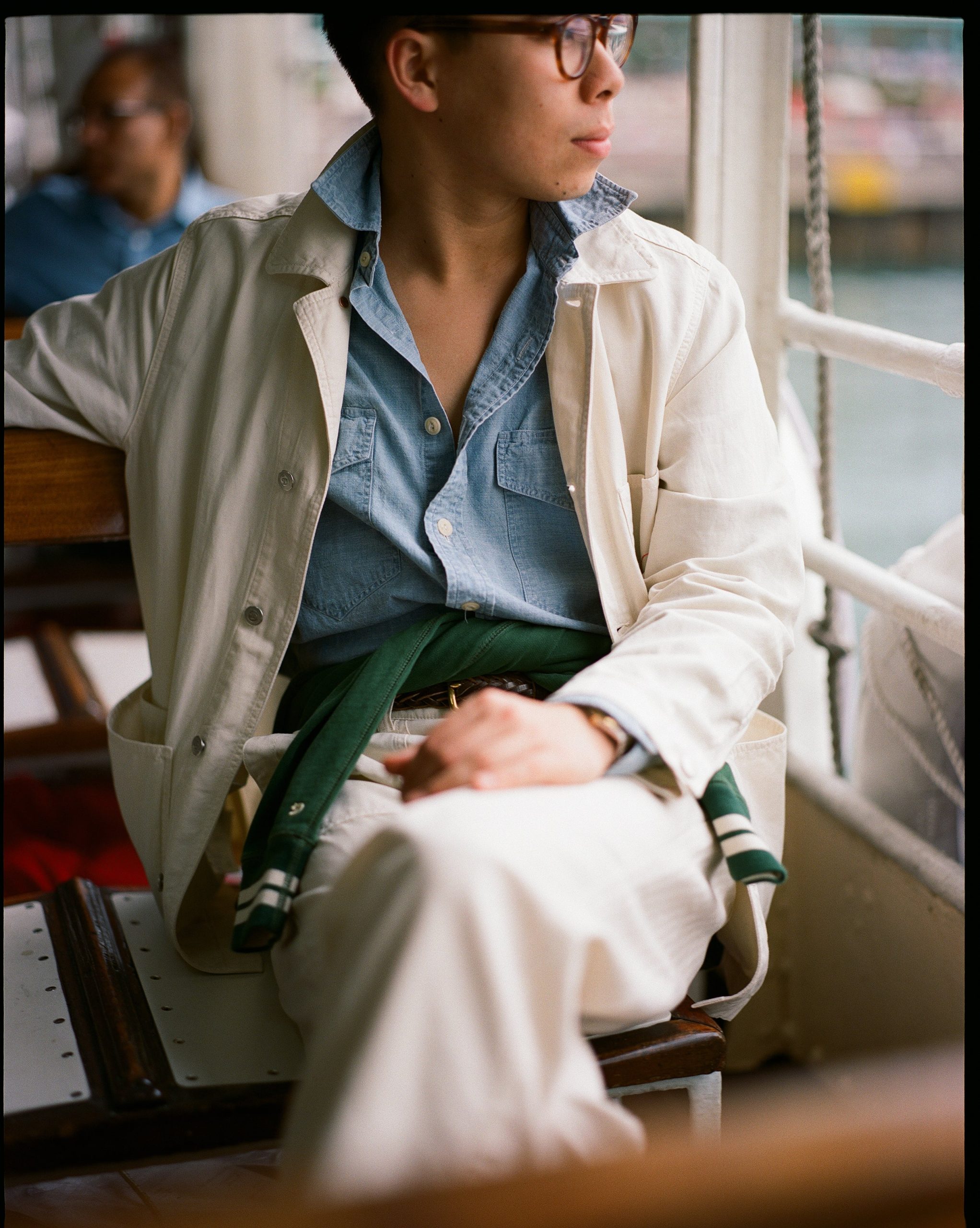 Blue Cotton Chambray Two-Pocket Work Shirt - Image 7