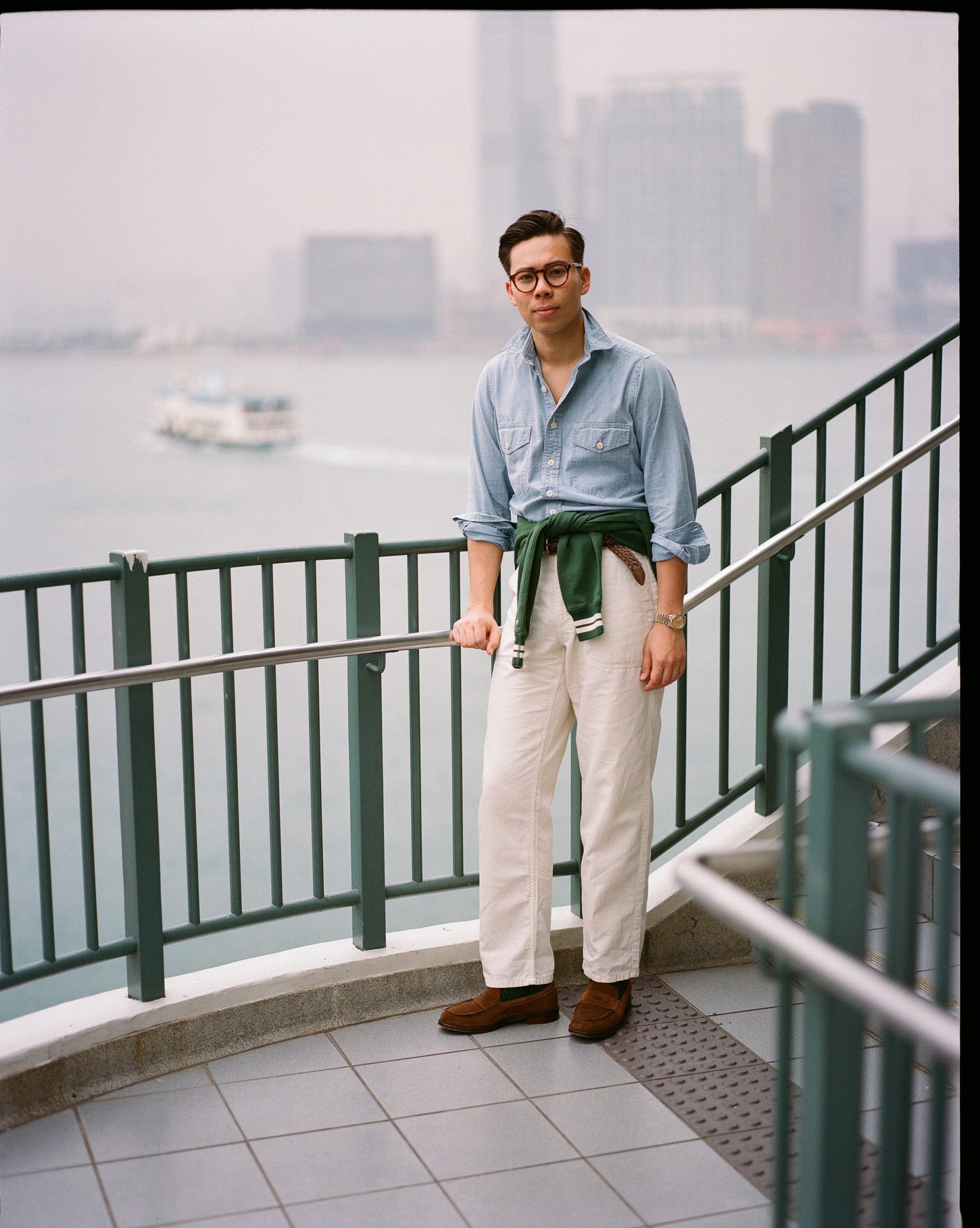 Blue Cotton Chambray Two-Pocket Work Shirt - Image 8