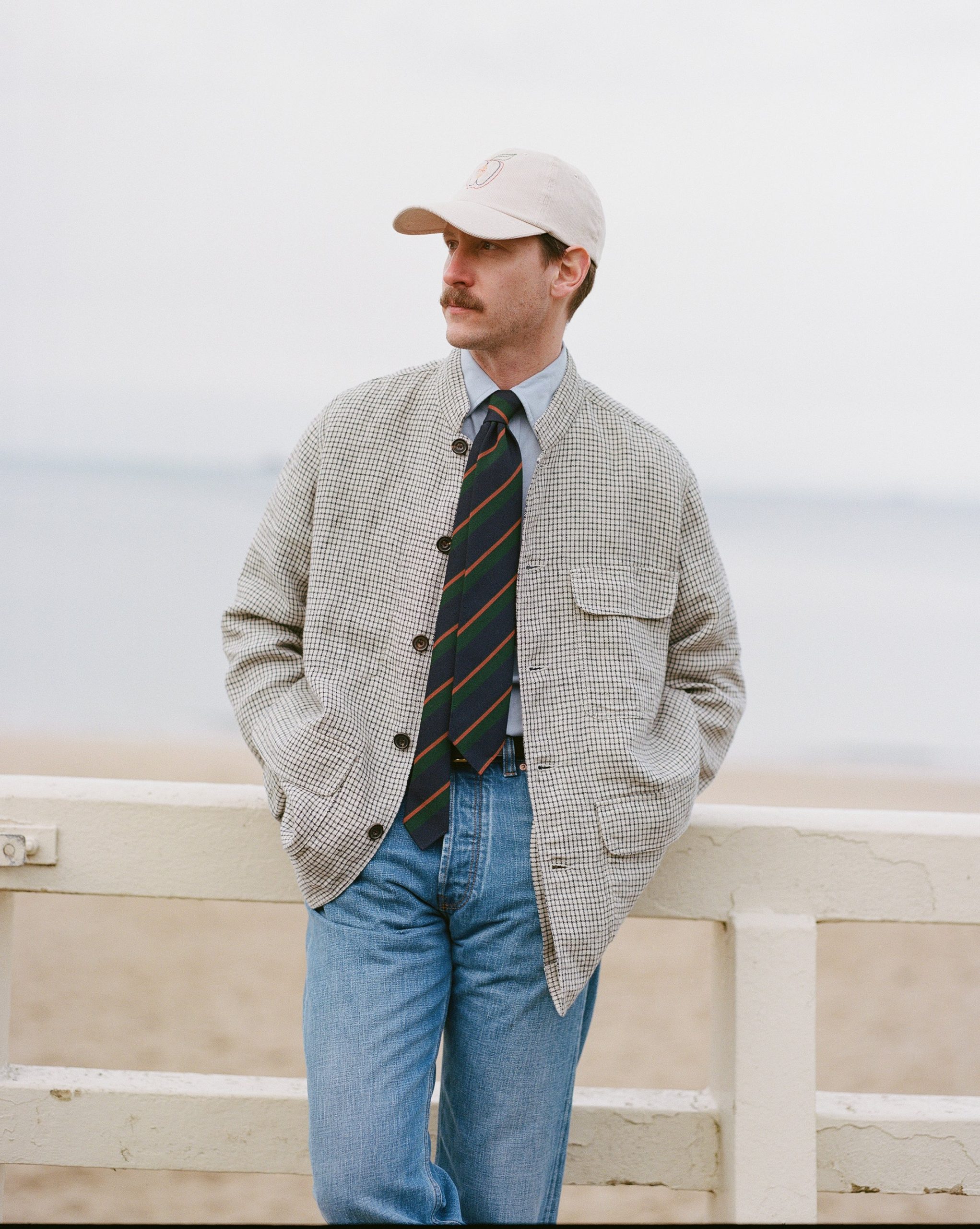Ecru Check Linen Forestiere Jacket - Image 9