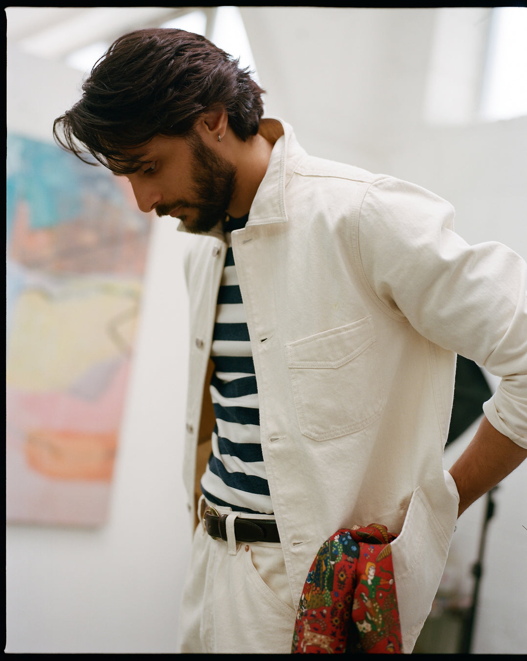 Ecru Selvedge Denim Five-Pocket Chore Jacket - Image 9