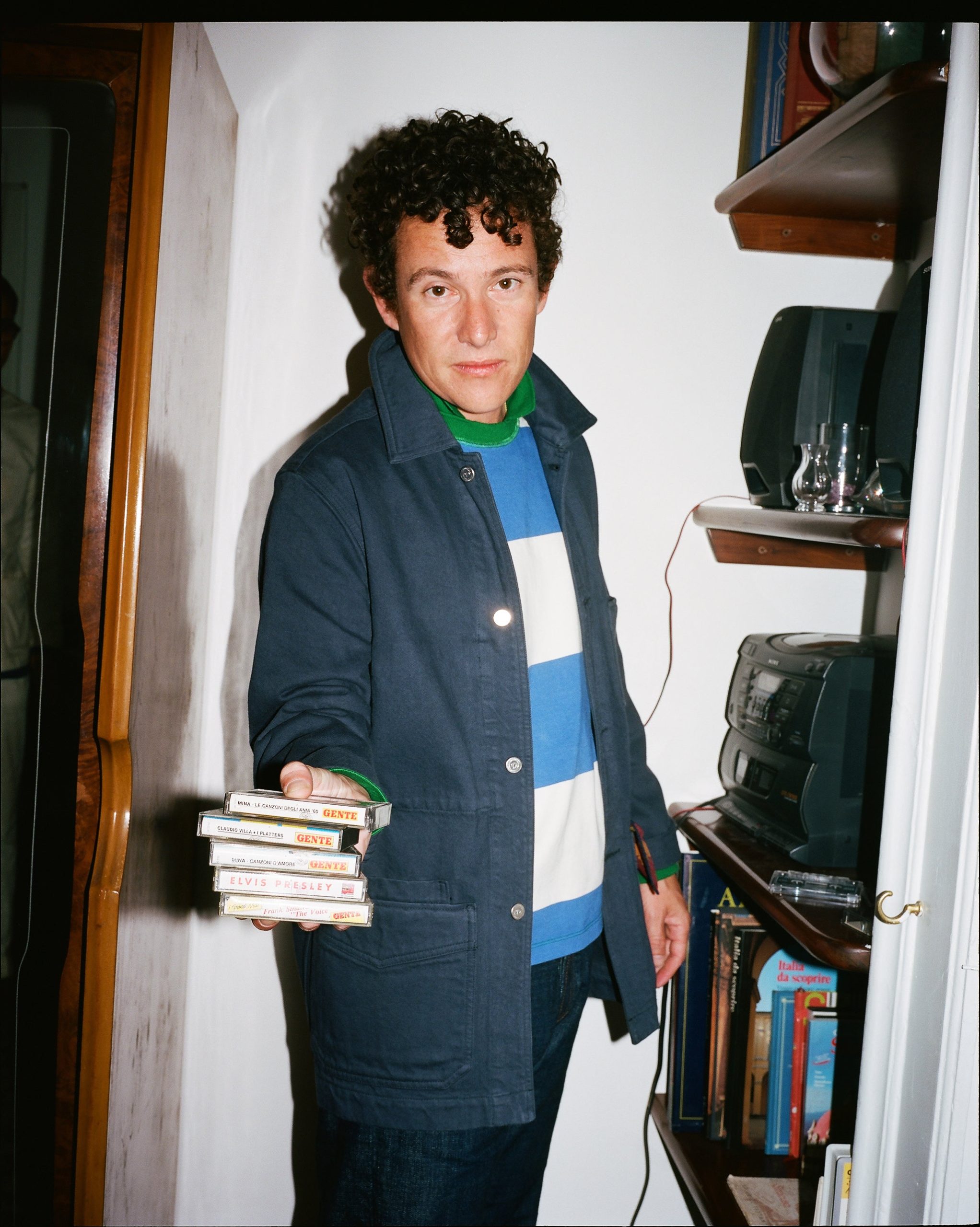 Blue and White Wide Stripe Mock Collar Long-Sleeve Jersey - Image 6