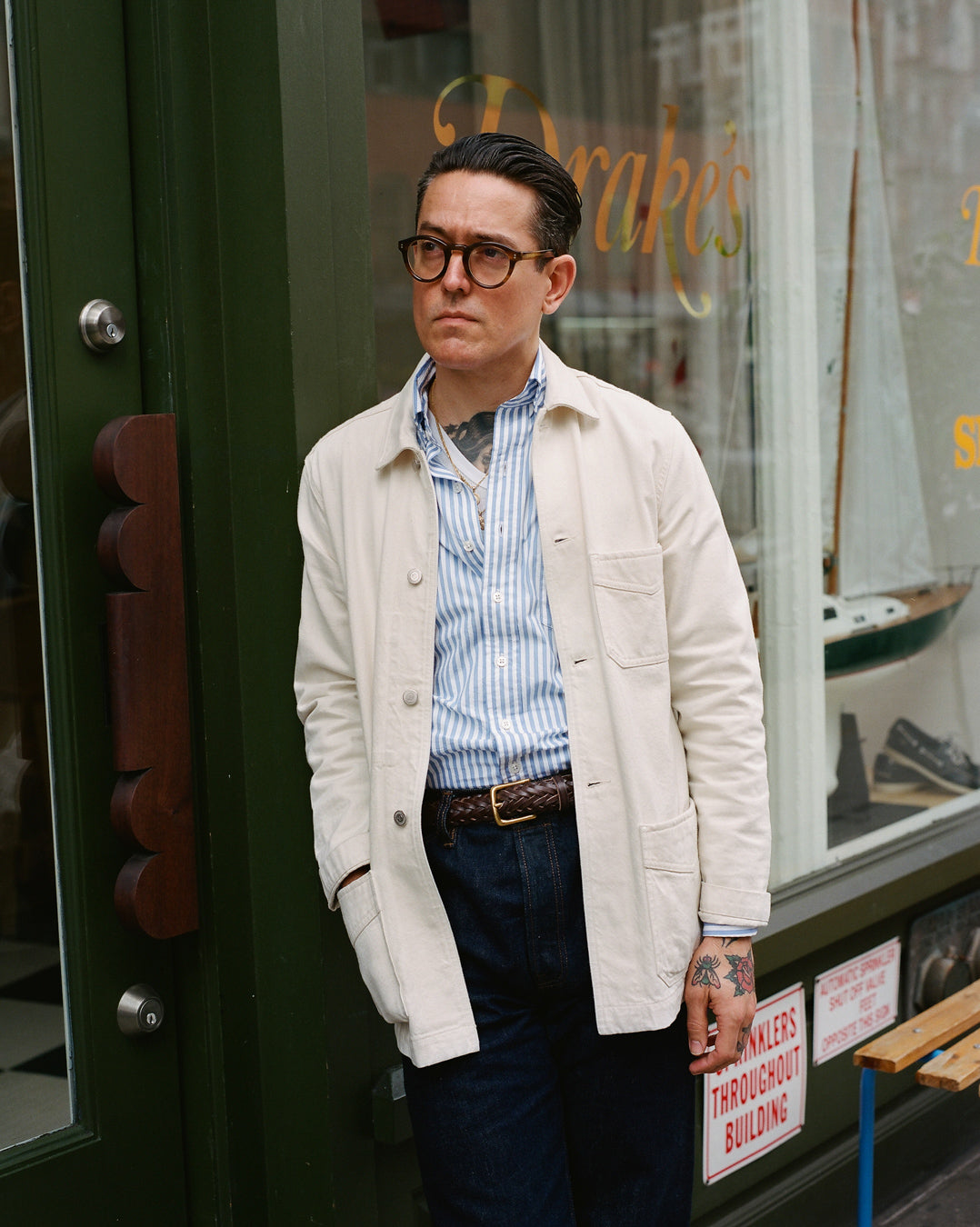 Ecru Selvedge Denim Five-Pocket Chore Jacket - Image 10