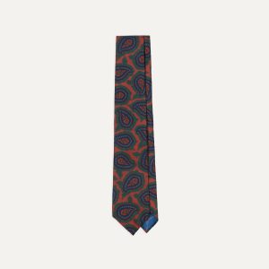 Red Big Paisley Print 40oz Madder Silk Tie