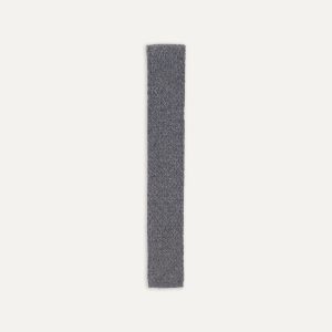 Grey Knitted Cashmere Wool Solid Colour Tie