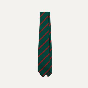 Green and Red Stripe Repp Silk Tie