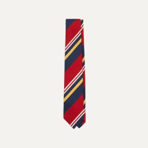 Navy. Red and Yellow Baiadera Stripe Mogador Tipped Tie