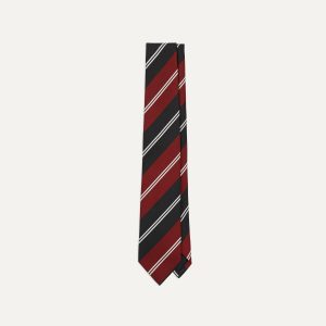Red. Navy and White Regimental Stripe Mogador Tipped Tie
