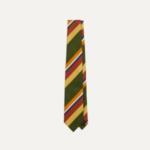 Green Multi Stripe Silk Tipped Tie