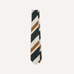 Rust and Green Broad Stripe Silk Tipped Tie