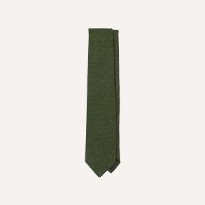 Green Herringbone Shantung Silk Tipped Tie