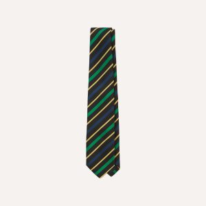Black. Blue. Green and Yellow Multi Stripe Mogador Silk Tipped Tie