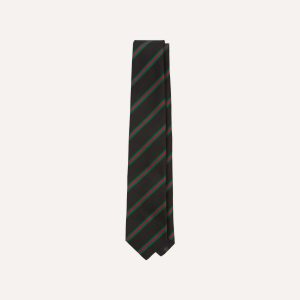 Black. Green and Red Sandwich Stripe Mogador Silk Tipped Tie