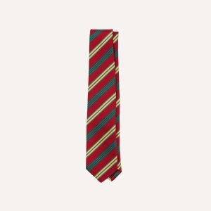 Red and Yellow Triple Stripe Repp Silk Tipped Tie