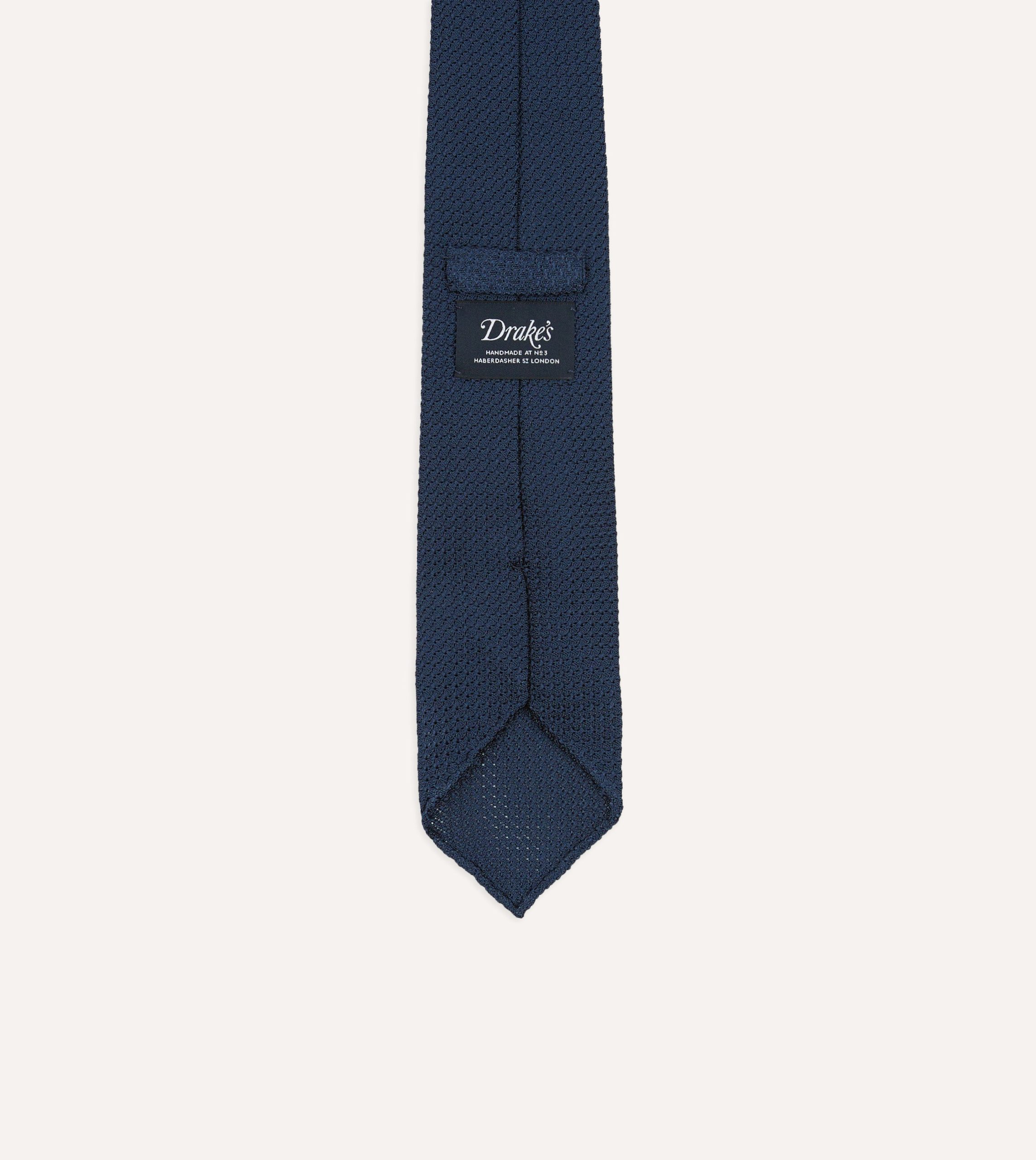 Navy Hand Rolled Large Knot Grenadine Tie - Image 3