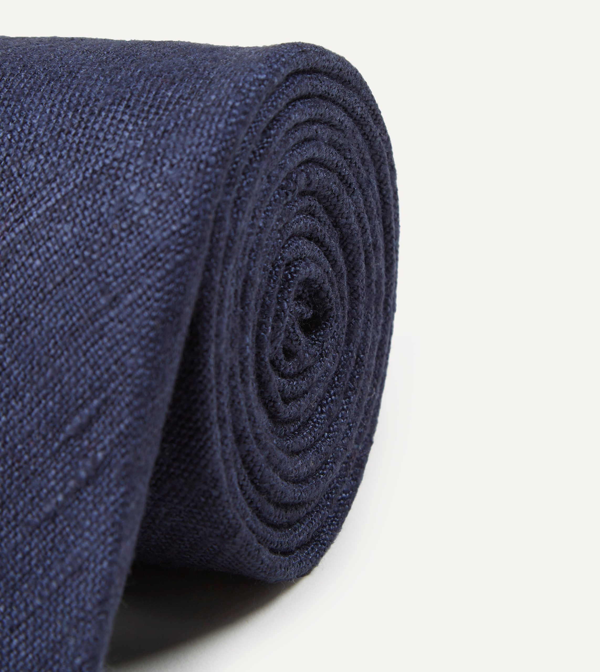 Navy Tussah Hand Rolled Silk Tie - Image 3