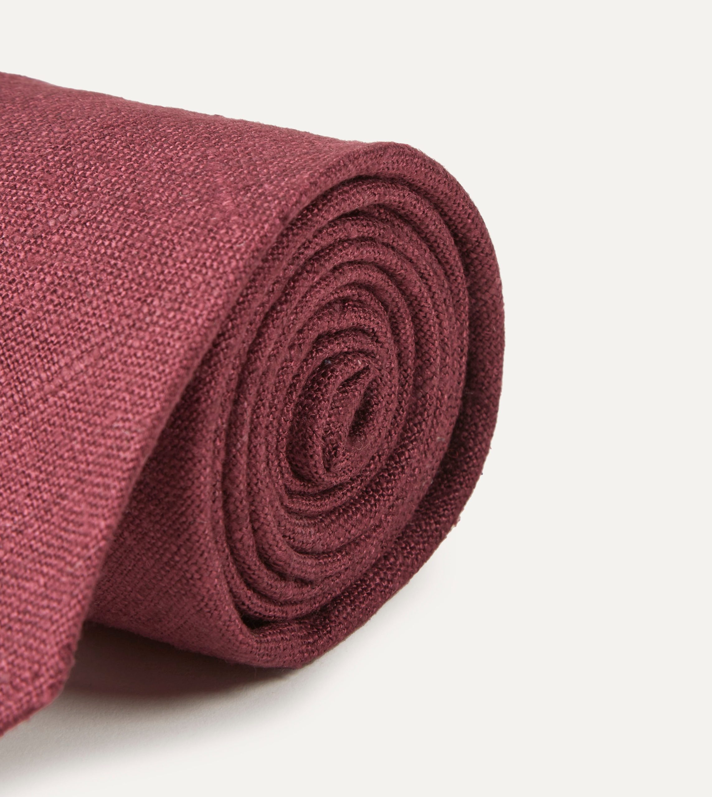 Burgundy Tussah Hand Rolled Silk Tie - Image 3