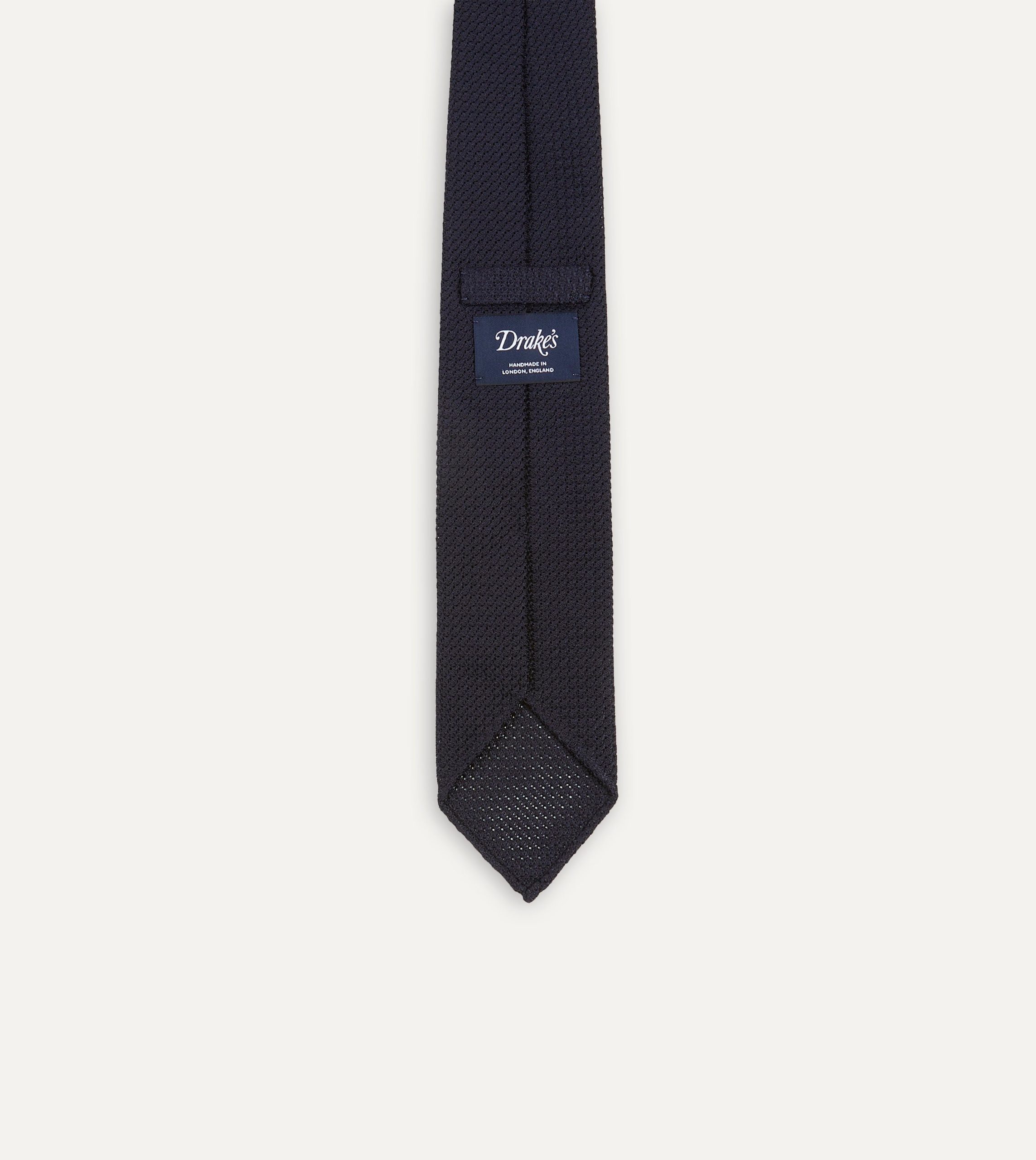 Dark Navy Hand Rolled Large Knot Grenadine Tie - Image 5