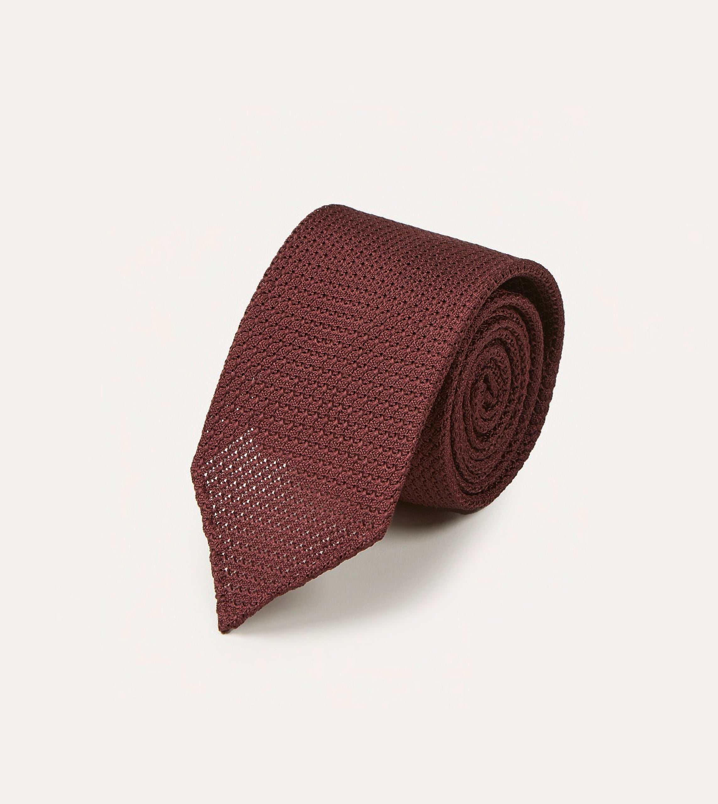 Wine Hand rolled Large Knot Grenadine Tie - Image 2