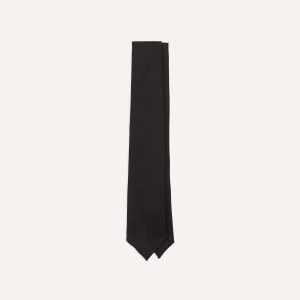 Black Hand Rolled Large Knot Grenadine Tie