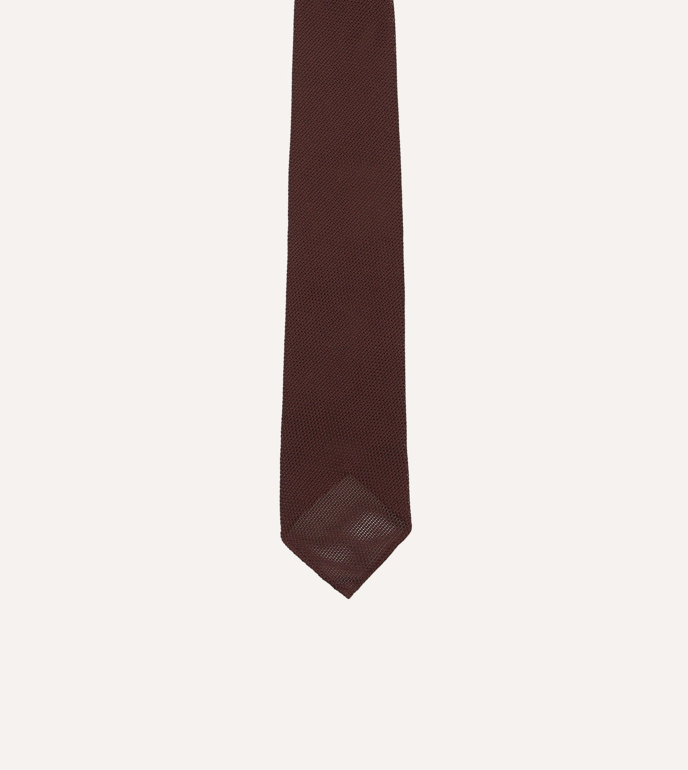 Burgundy Fine Woven Grenadine Silk Hand Rolled Tie - Image 3