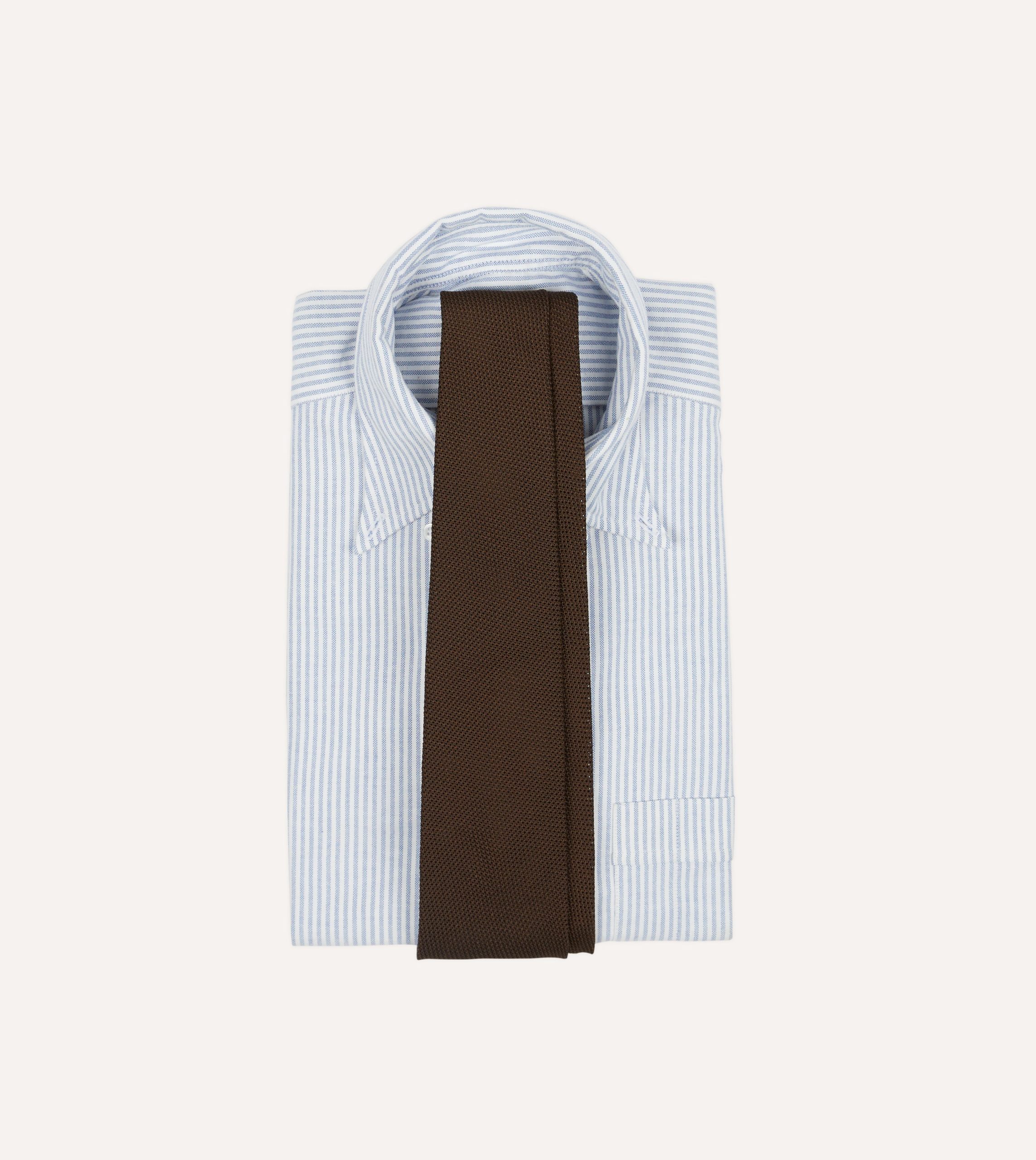 Brown Fine Woven Grenadine Silk Hand Rolled Tie - Image 2