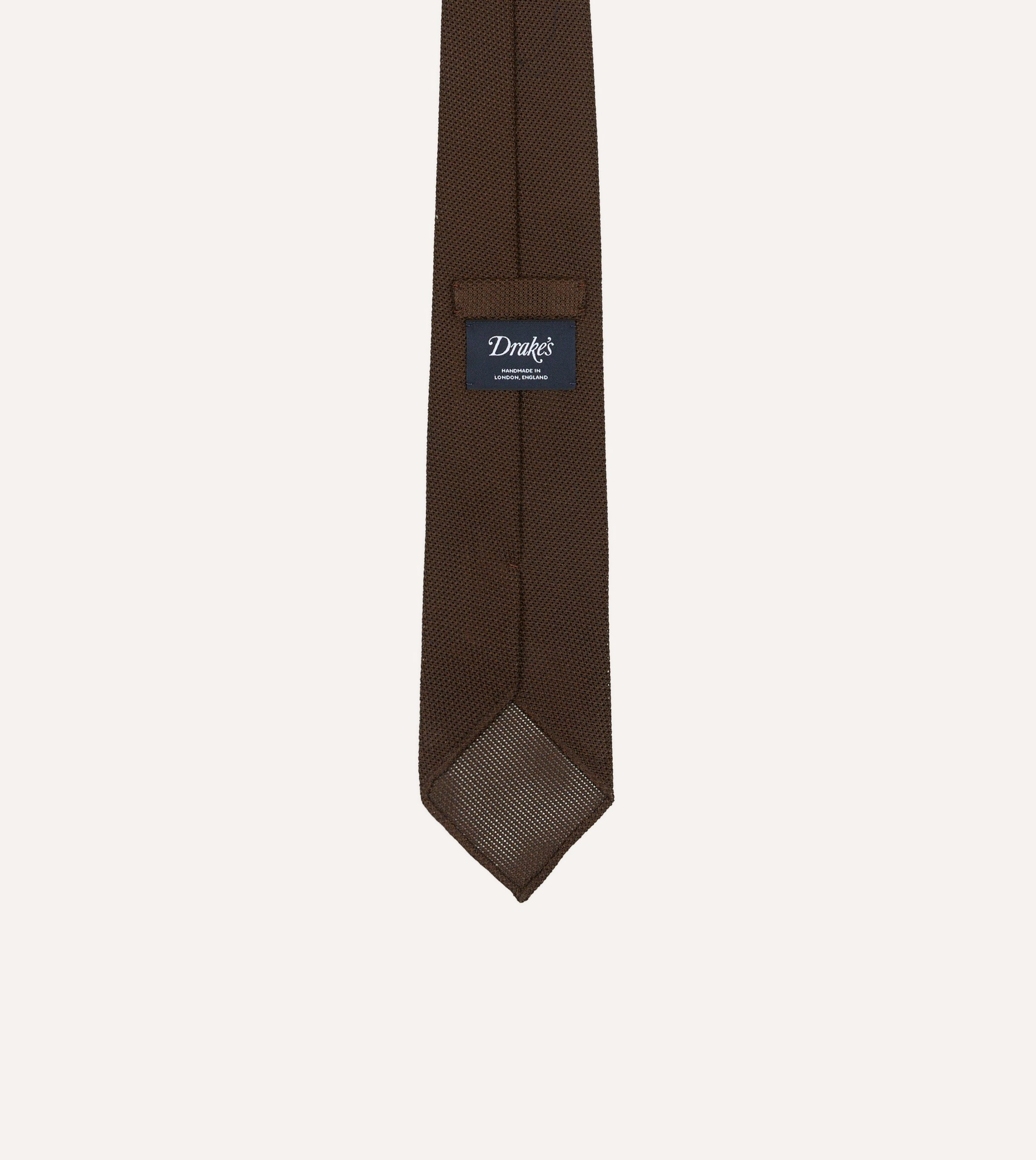 Brown Fine Woven Grenadine Silk Hand Rolled Tie - Image 3