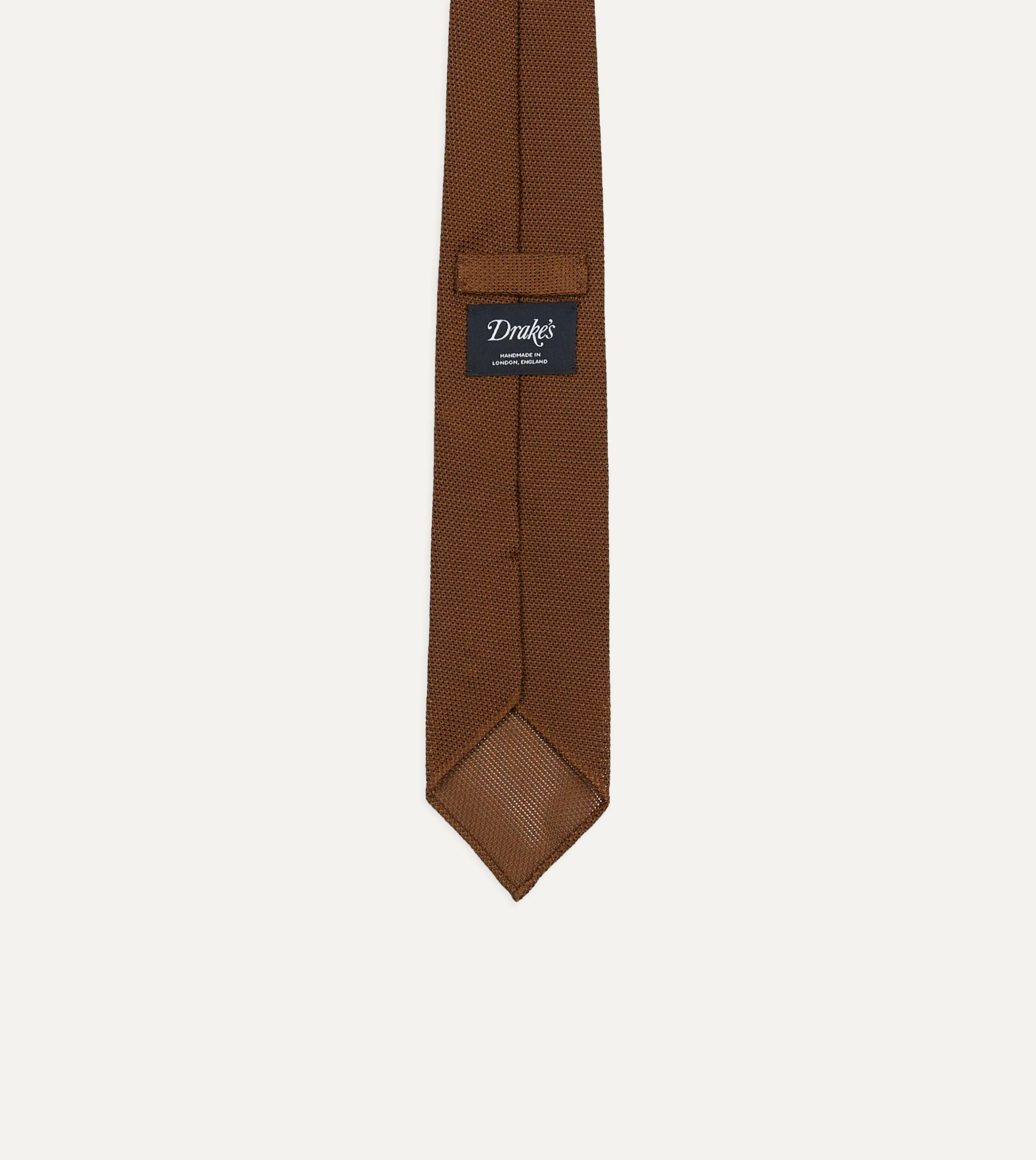 Gold Fine Woven Grenadine Silk Hand Rolled Tie - Image 4