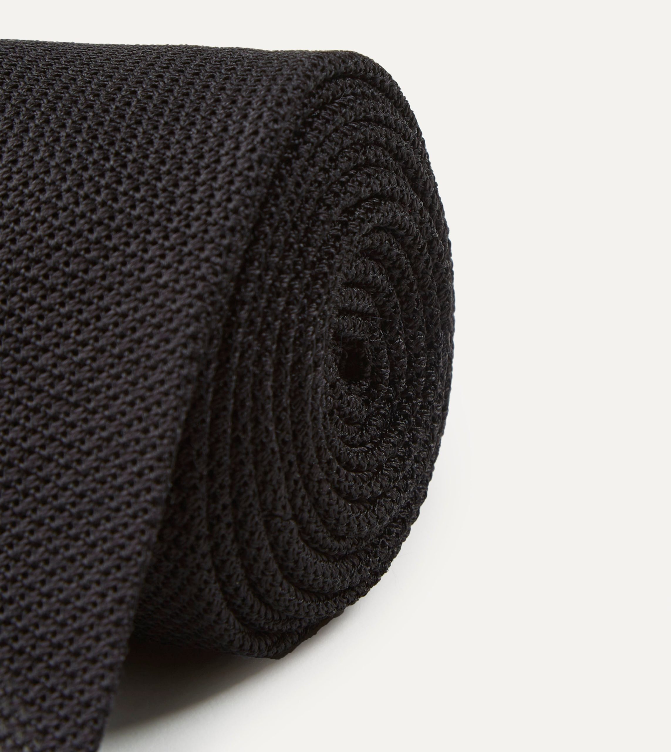 Black Fine Woven Grenadine Silk Hand Rolled Tie - Image 3