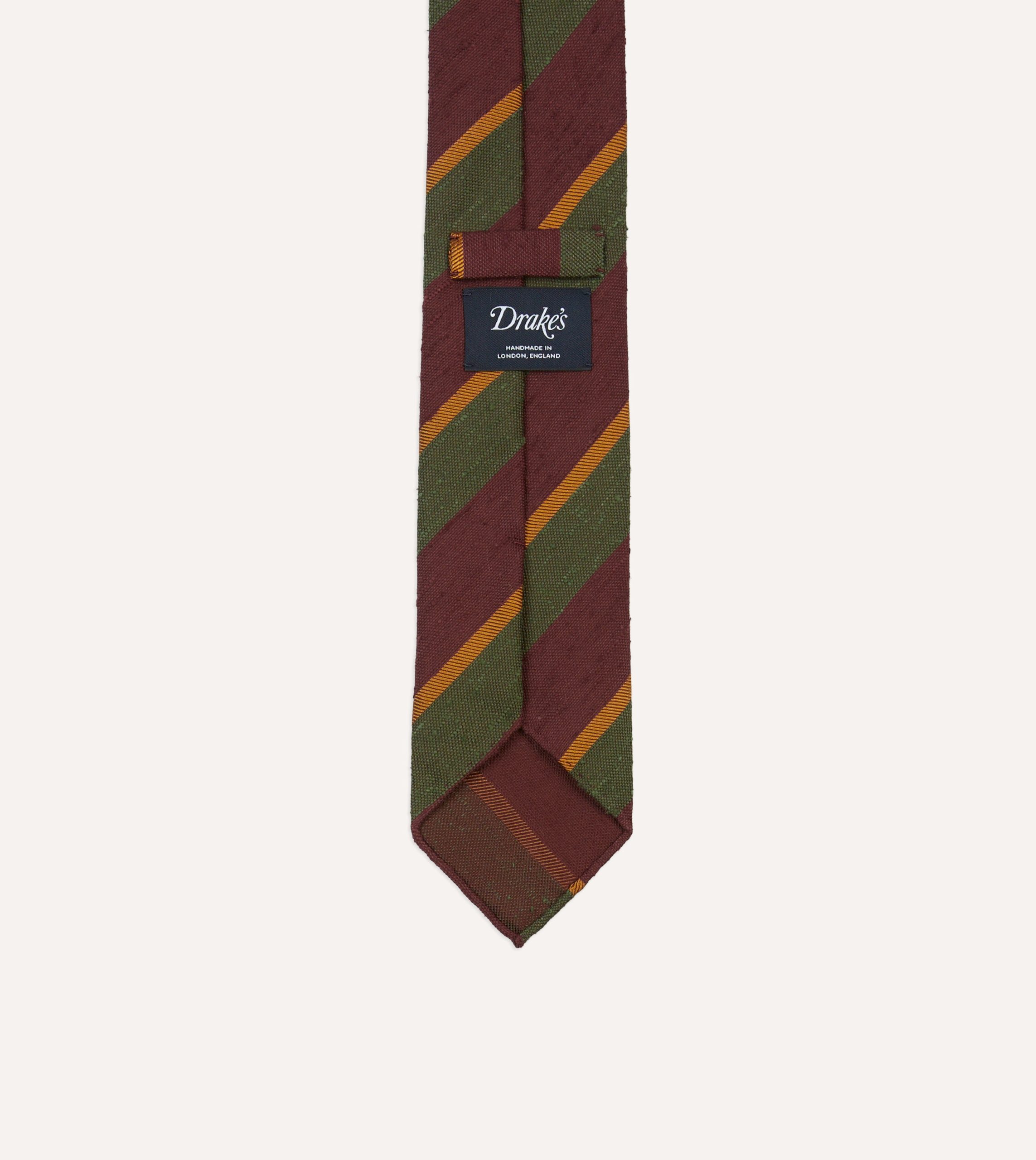 Burgundy Multi Stripe Shantung Silk Tie - Image 4