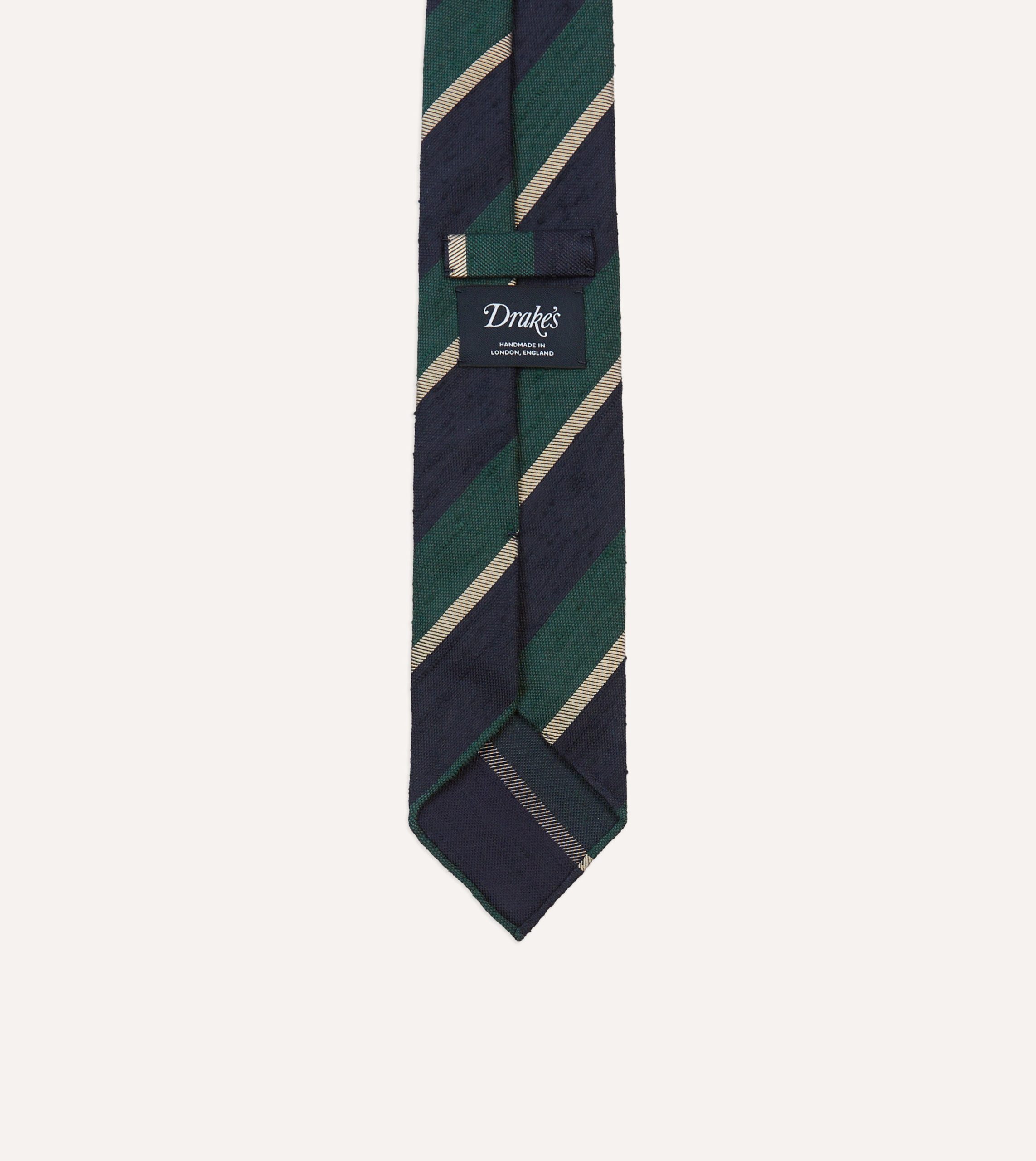 Navy Multi Stripe Shantung Silk Tie - Image 4