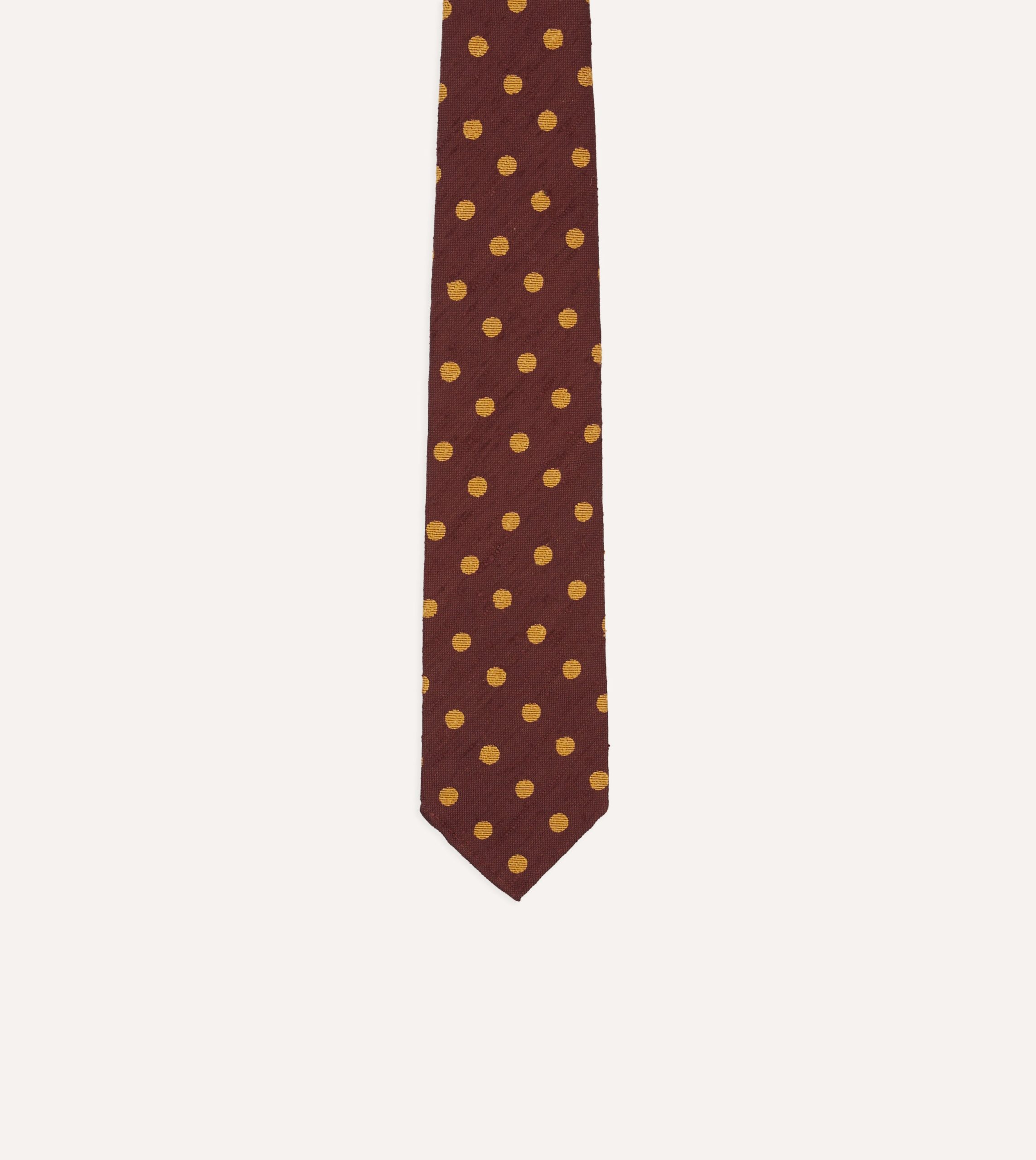 Red and Gold Polka Dot Shantung Silk Tie - Image 3
