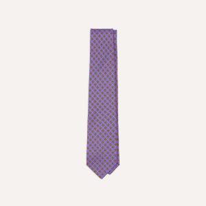 Purple Square Medallion Self-Tipped Silk Tie