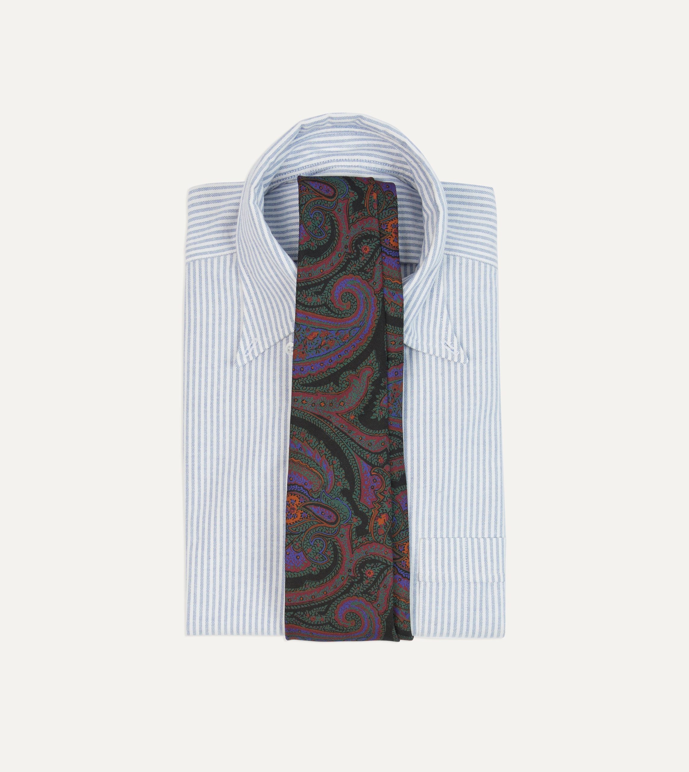 Green Acanthus Print Silk Self Tipped Tie - Image 2