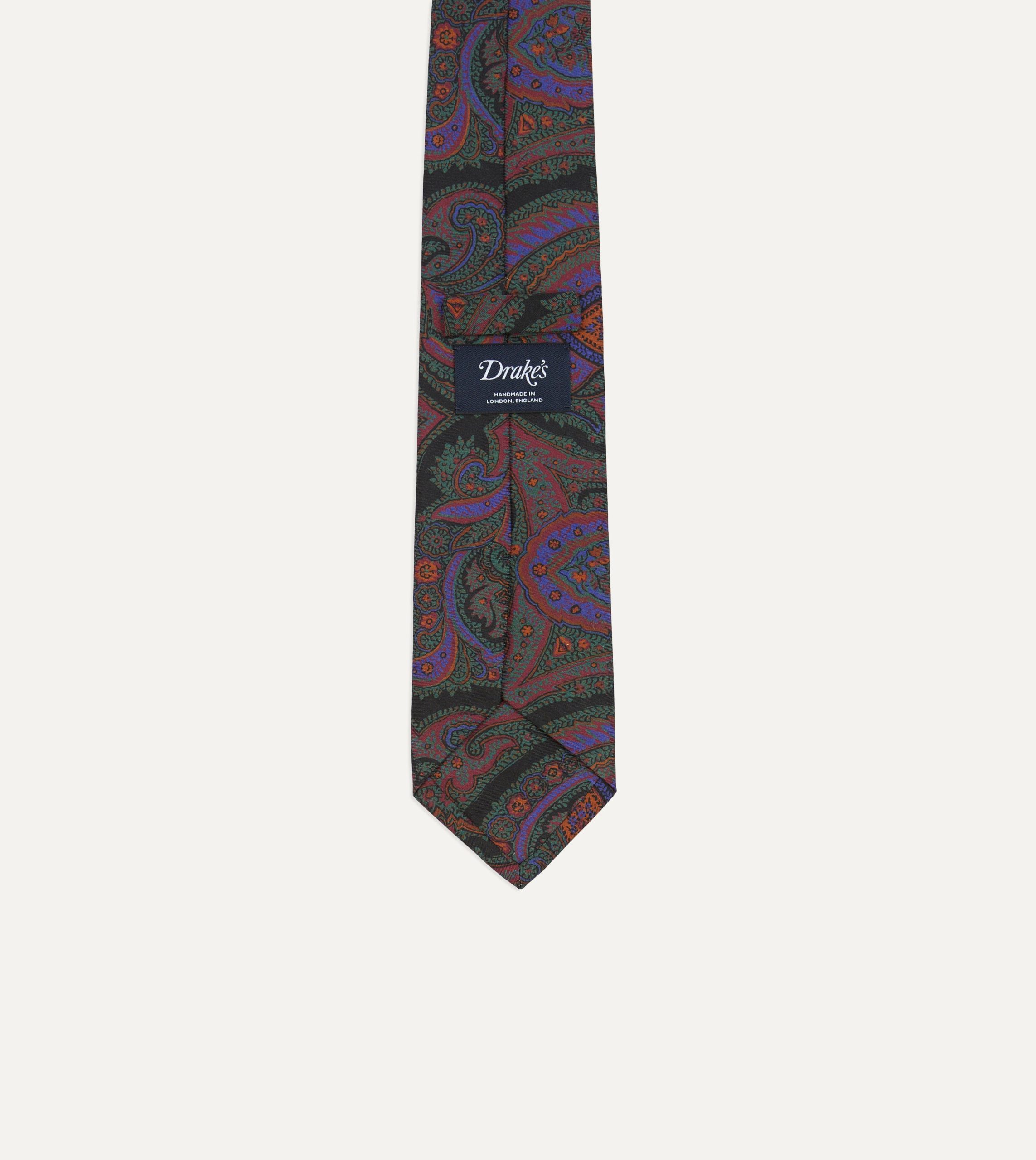 Green Acanthus Print Silk Self Tipped Tie - Image 4