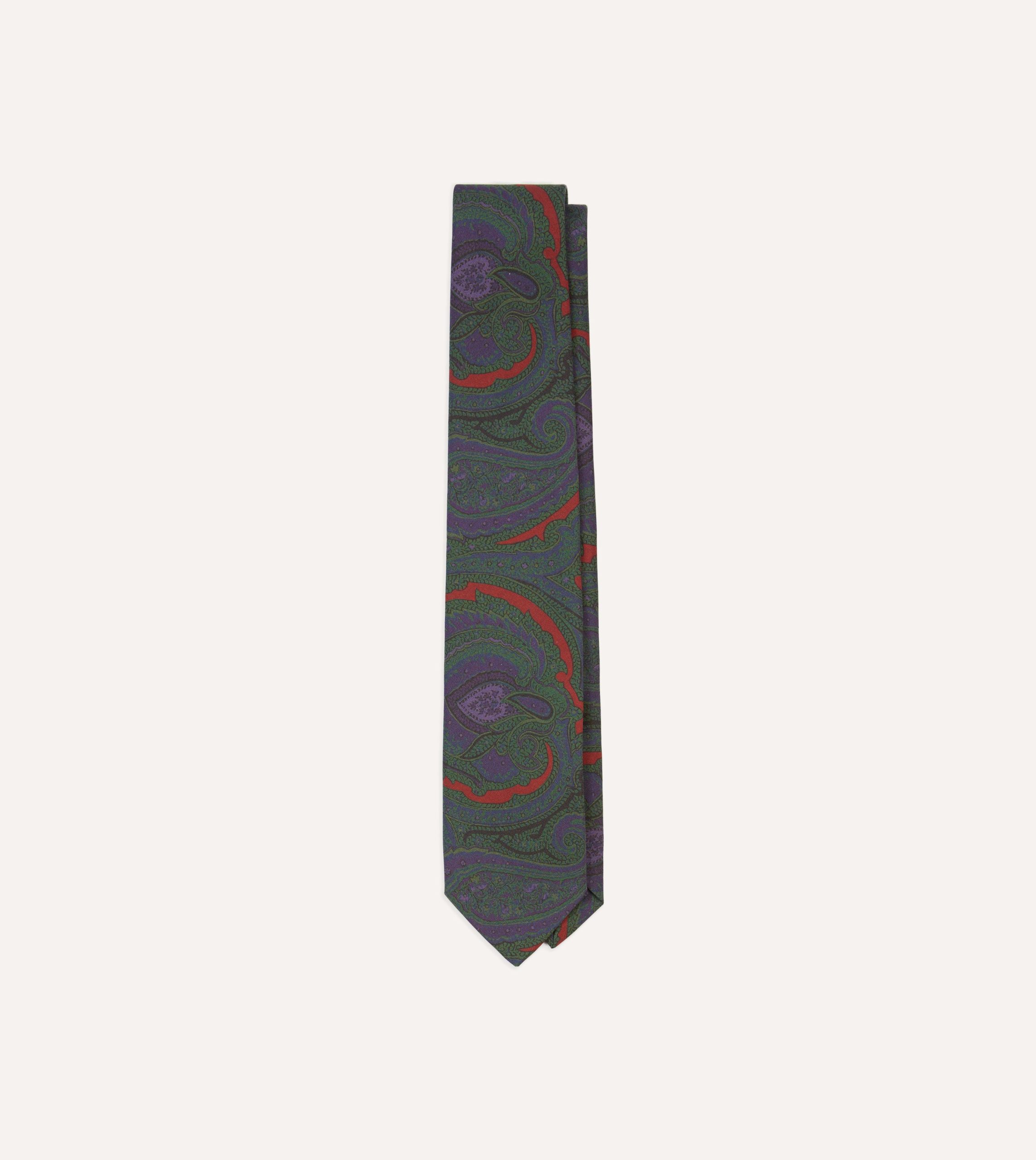 Rust Large Paisley Print Madder Silk Self-Tipped Tie