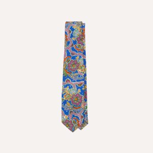 Blue Large Paisley Silk Self-Tipped Tie