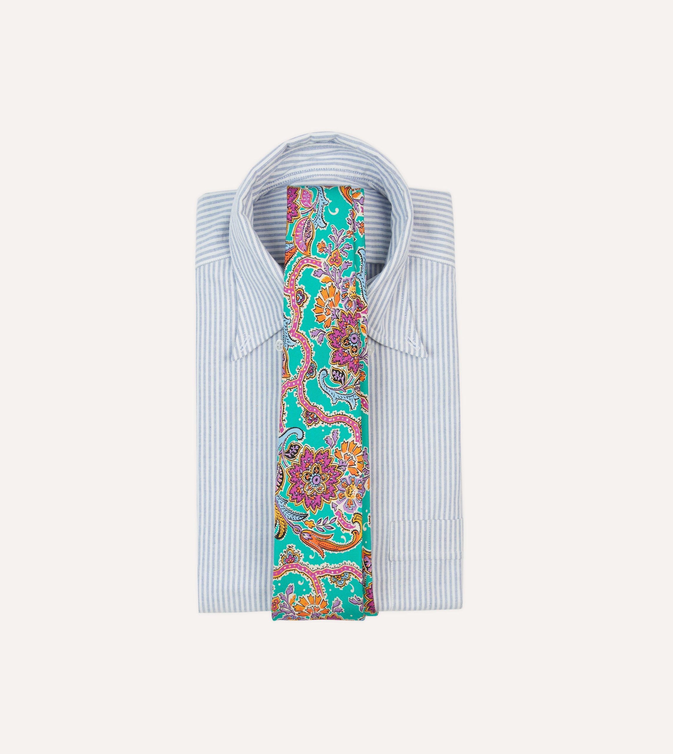 Green Large Paisley Silk Self-Tipped Tie - Image 2