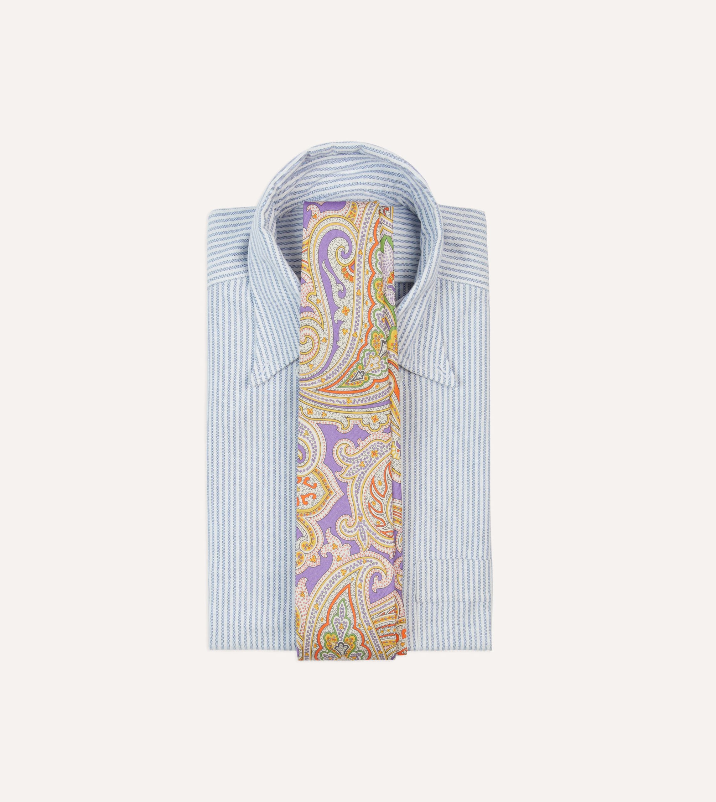 Lilac Large Paisley Silk Self-Tipped Tie - Image 2