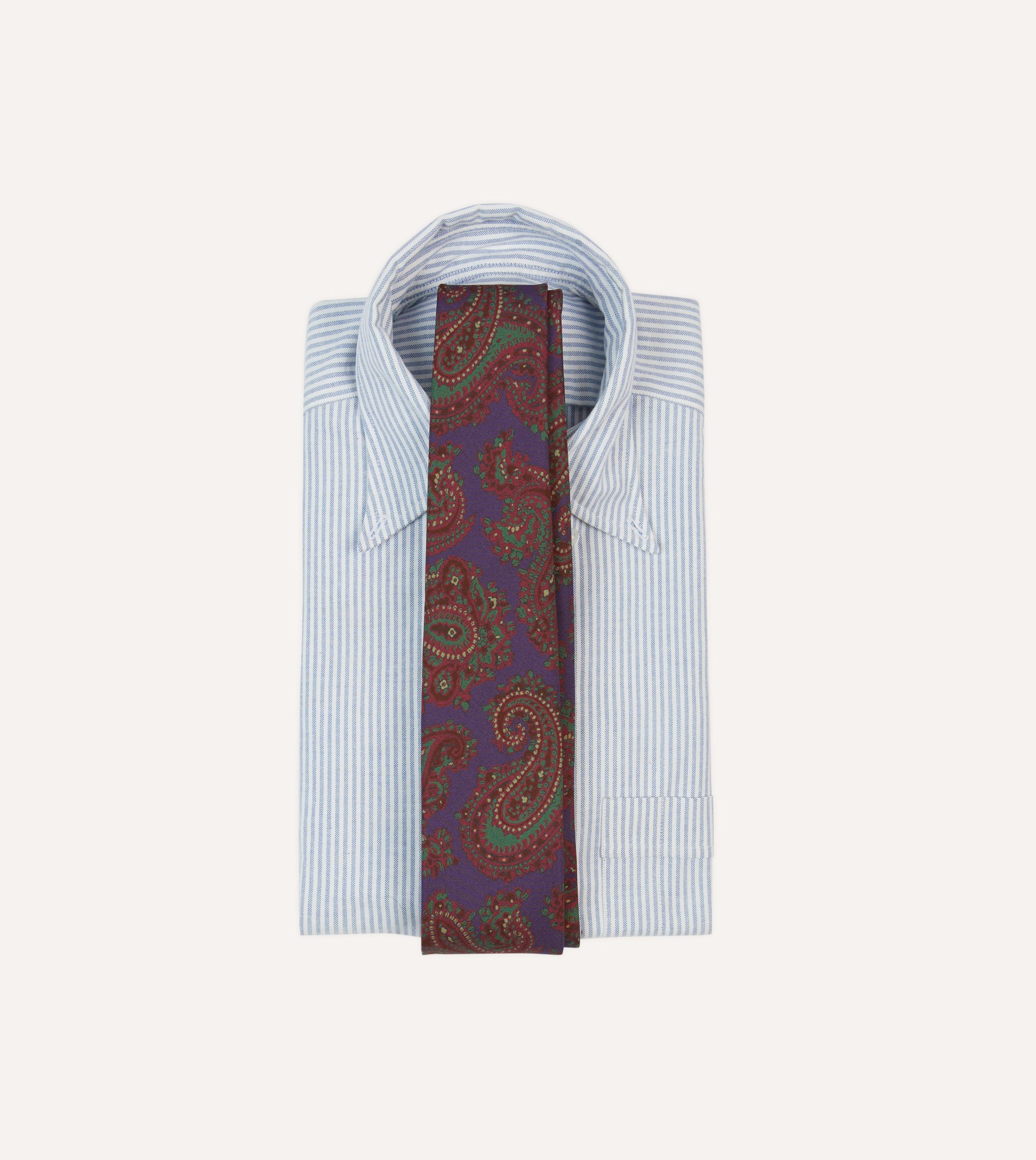Purple Large Paisley Print Madder Silk Self-Tipped Tie - Image 2
