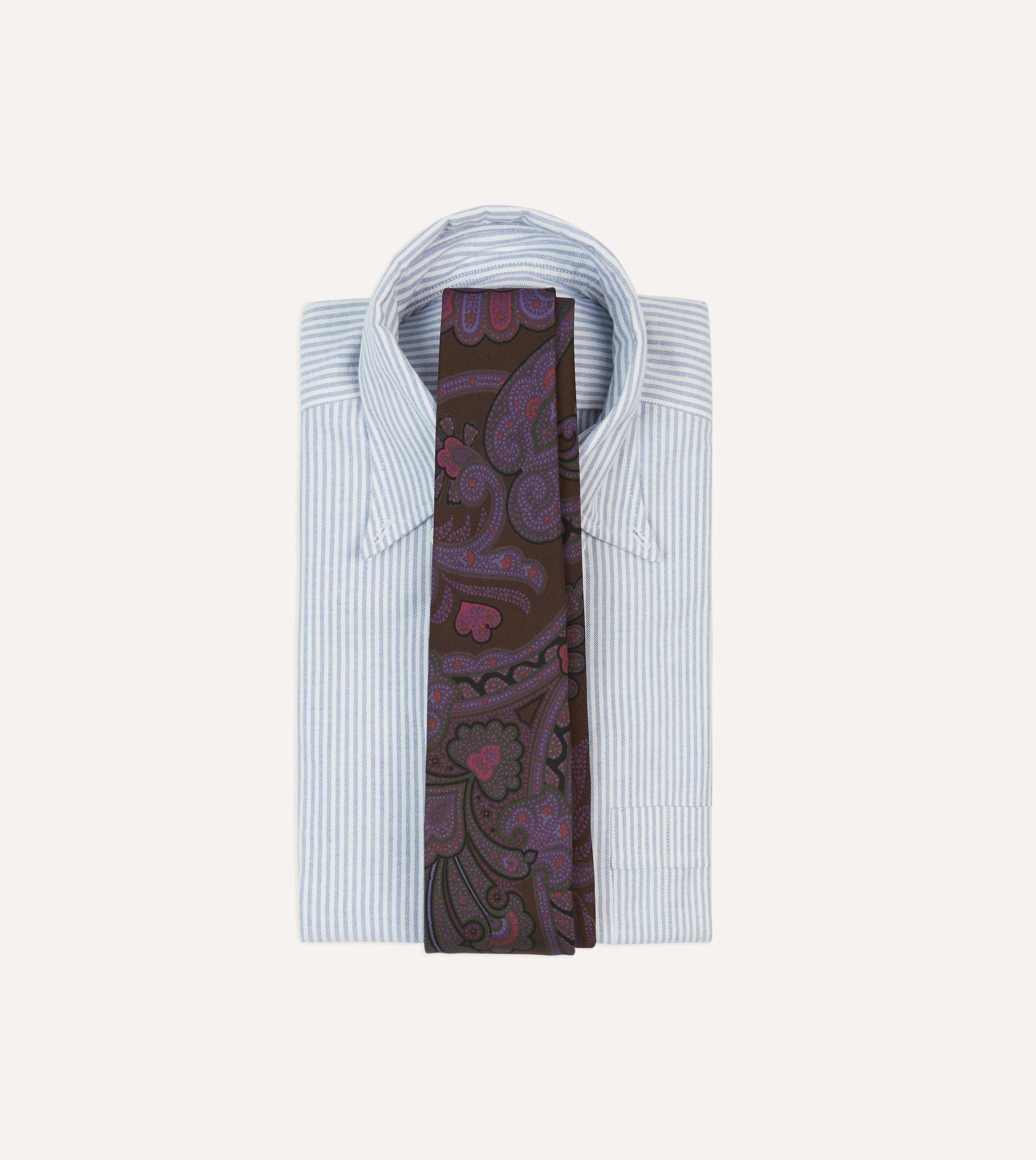Brown Large Paisley Print Madder Silk Self-Tipped Tie - Image 2