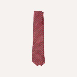Red Square Medallion Self-Tipped Silk Tie