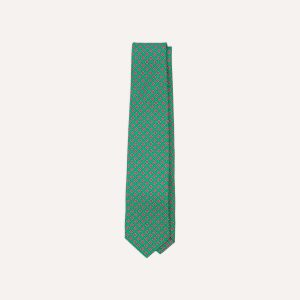 Green Square Medallion Self-Tipped Silk Tie