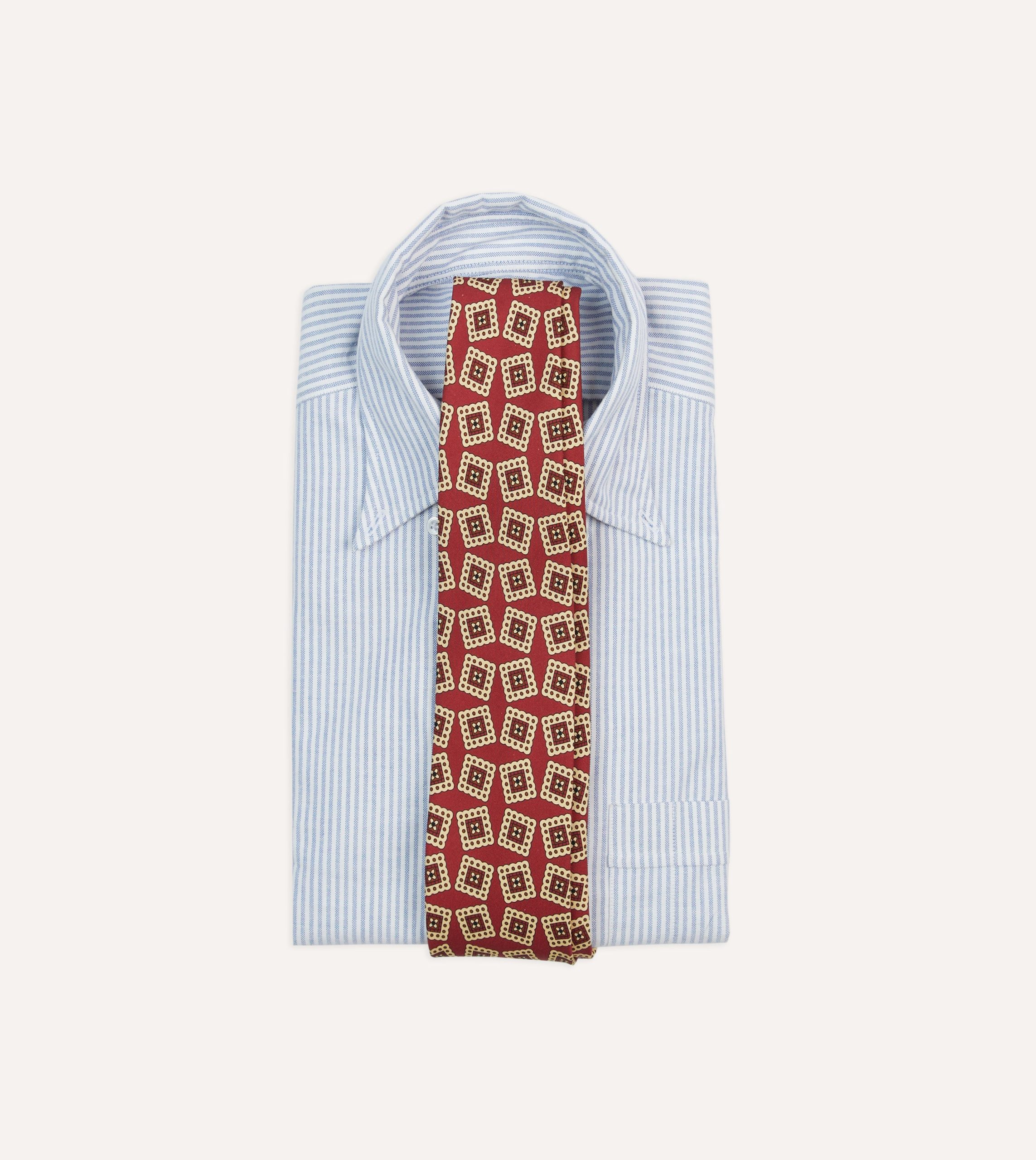 Red Jumbled Stamp Print Silk Self-Tipped Tie - Image 2