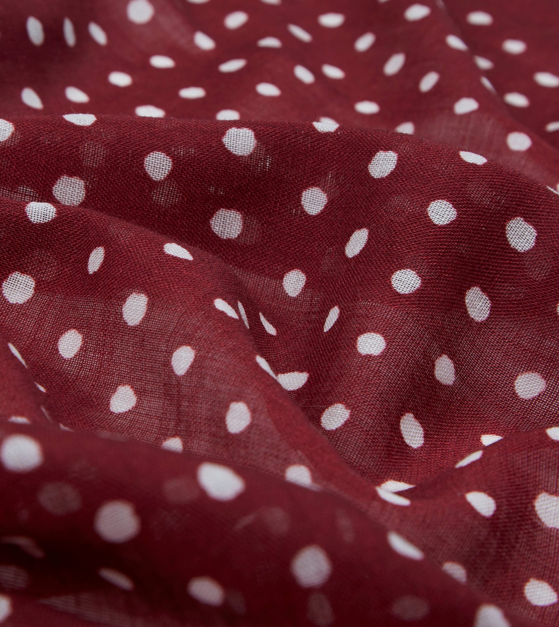 Red Polka Dot Print Wool Scarf - Image 2