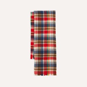 Red Multi Tartan Check Wool Scarf
