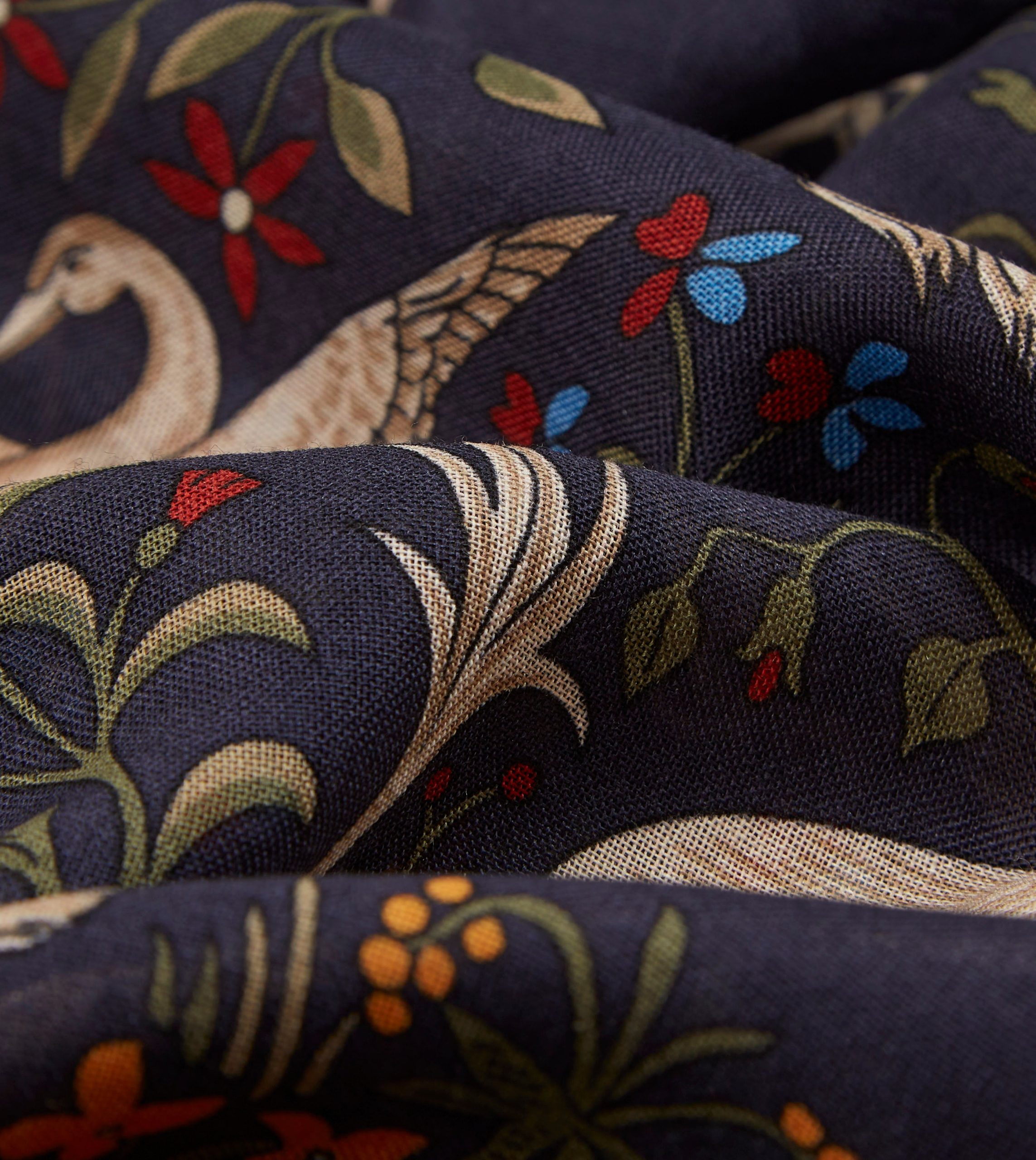 Navy Unicorn Print Wool-Silk Square Scarf - Image 2