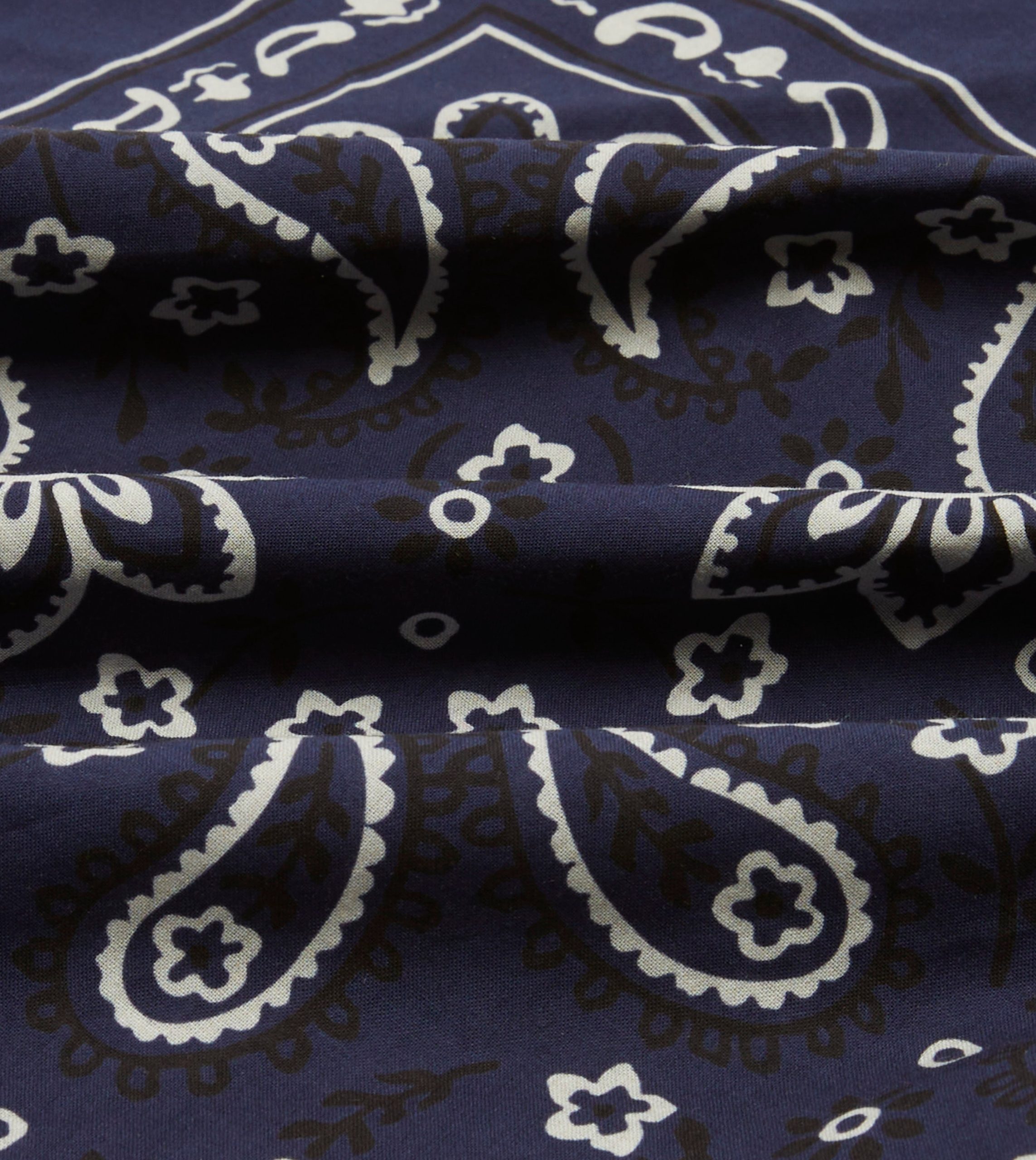 Navy Paisley Print Cotton Bandana - Image 2