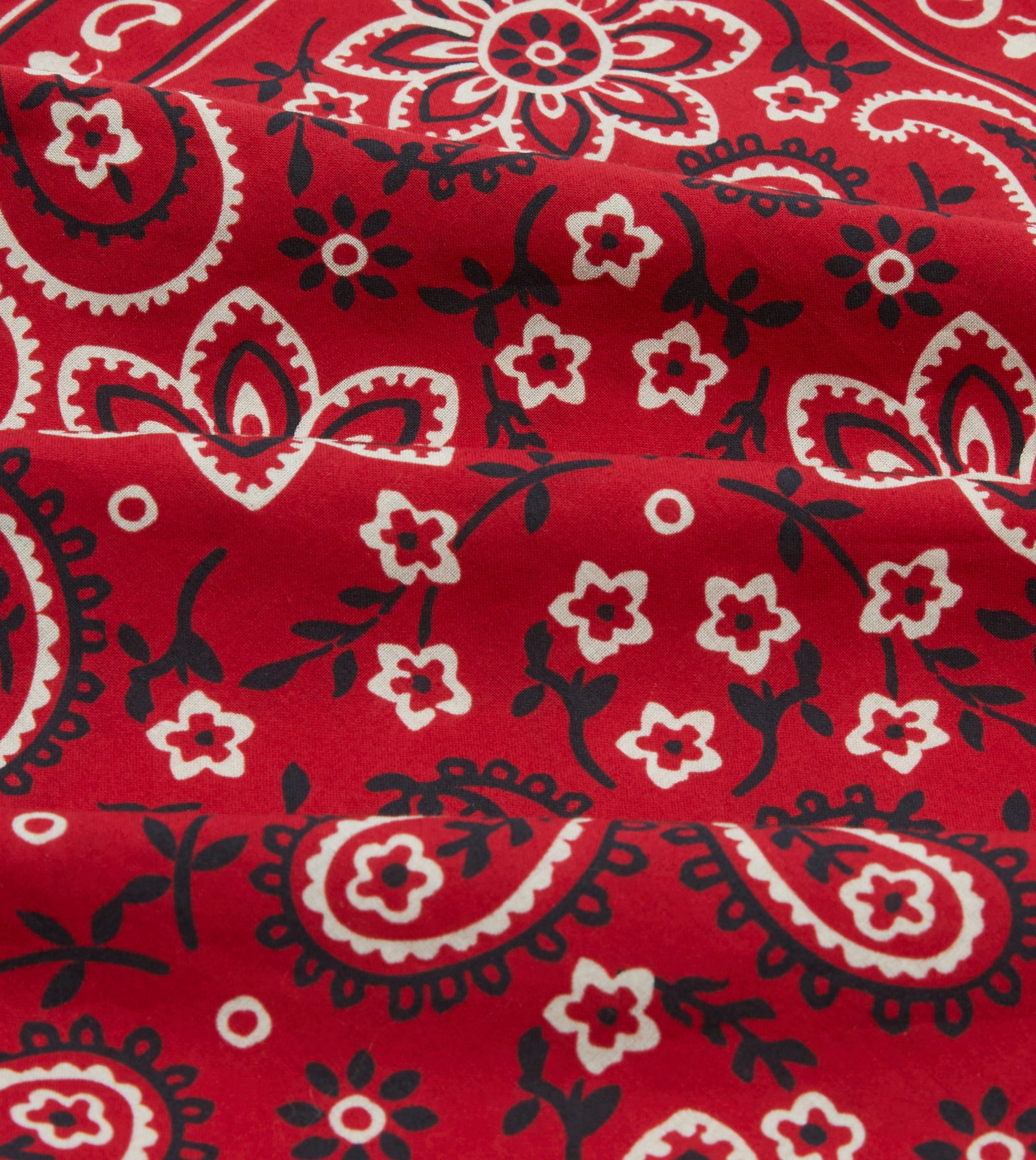 Red Paisley Print Cotton Bandana - Image 2