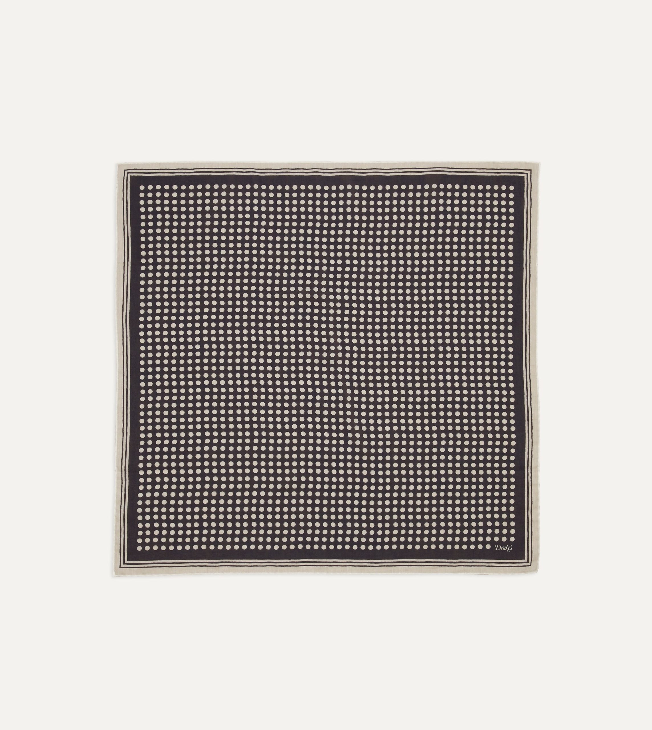 Navy Spots Print Silk-Cotton Bandana - Image 3